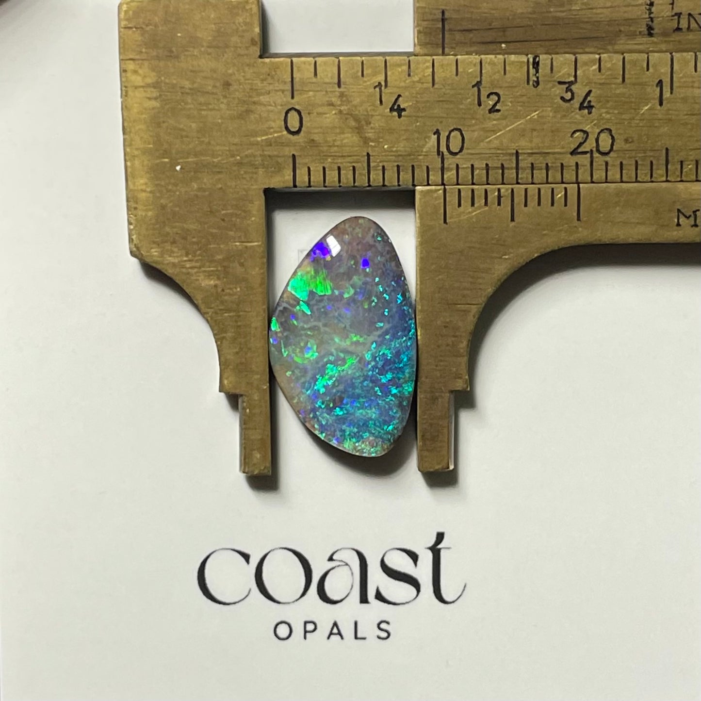 Freeform - triangle Green-blue boulder opal 6.5ct
