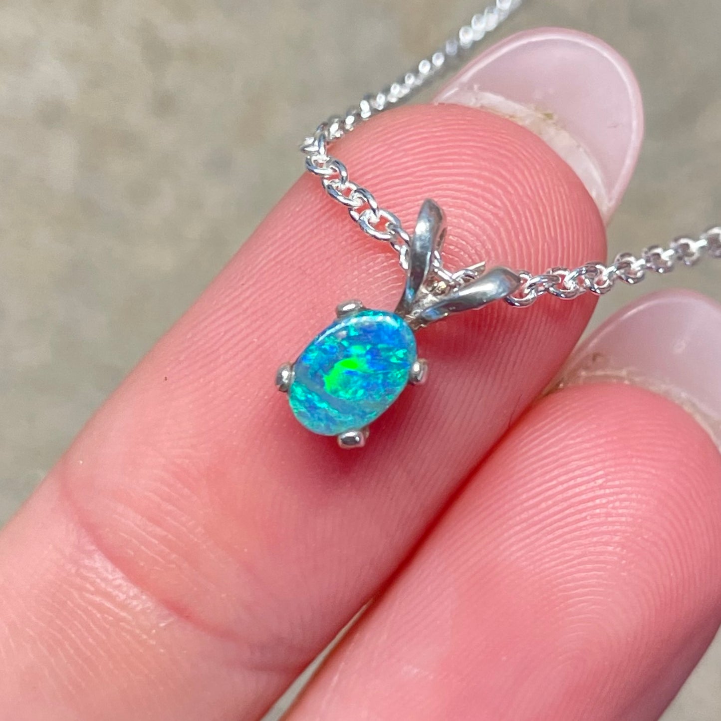Blue-green sterling silver pendant
