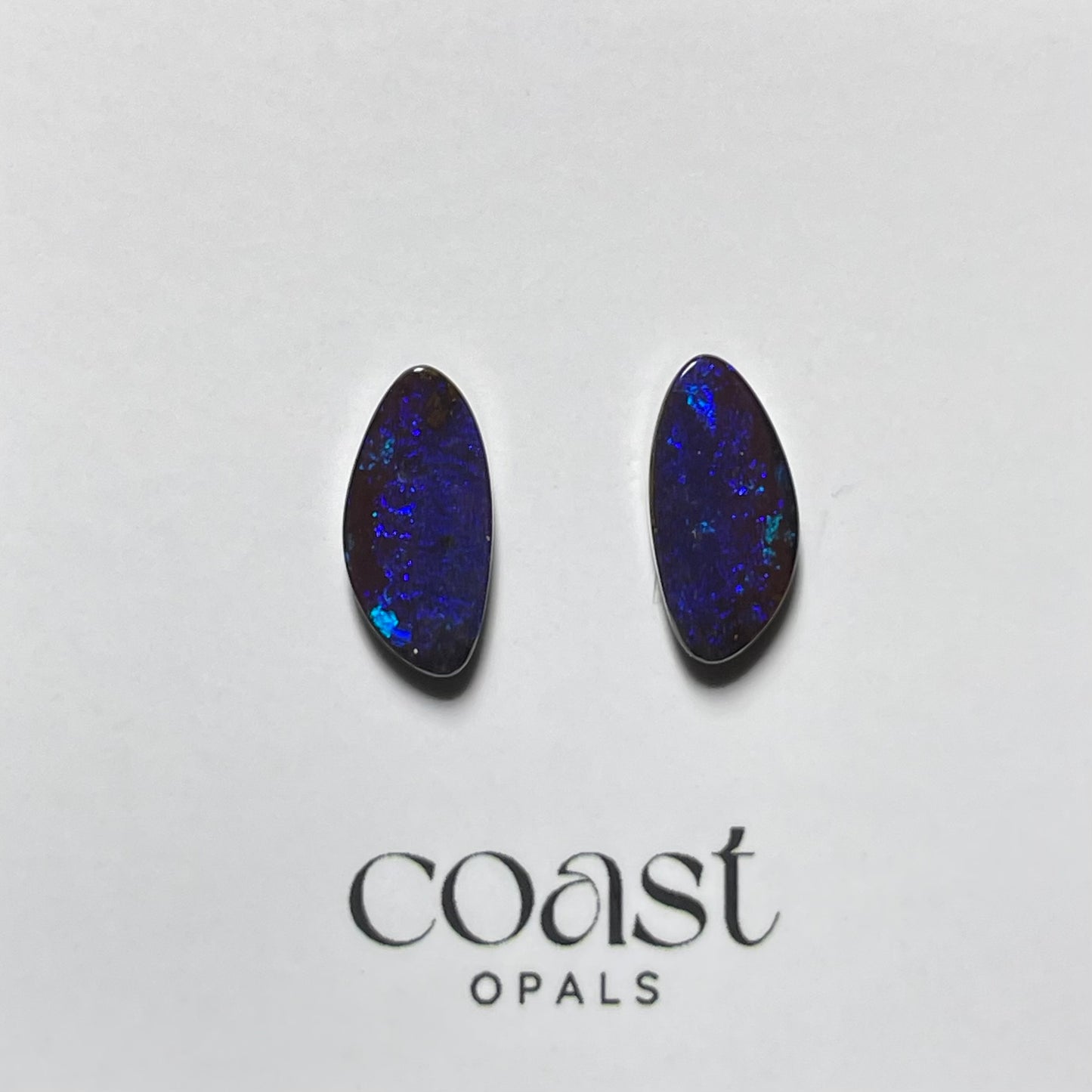 Pair - Deep blue solid boulder opal pair
