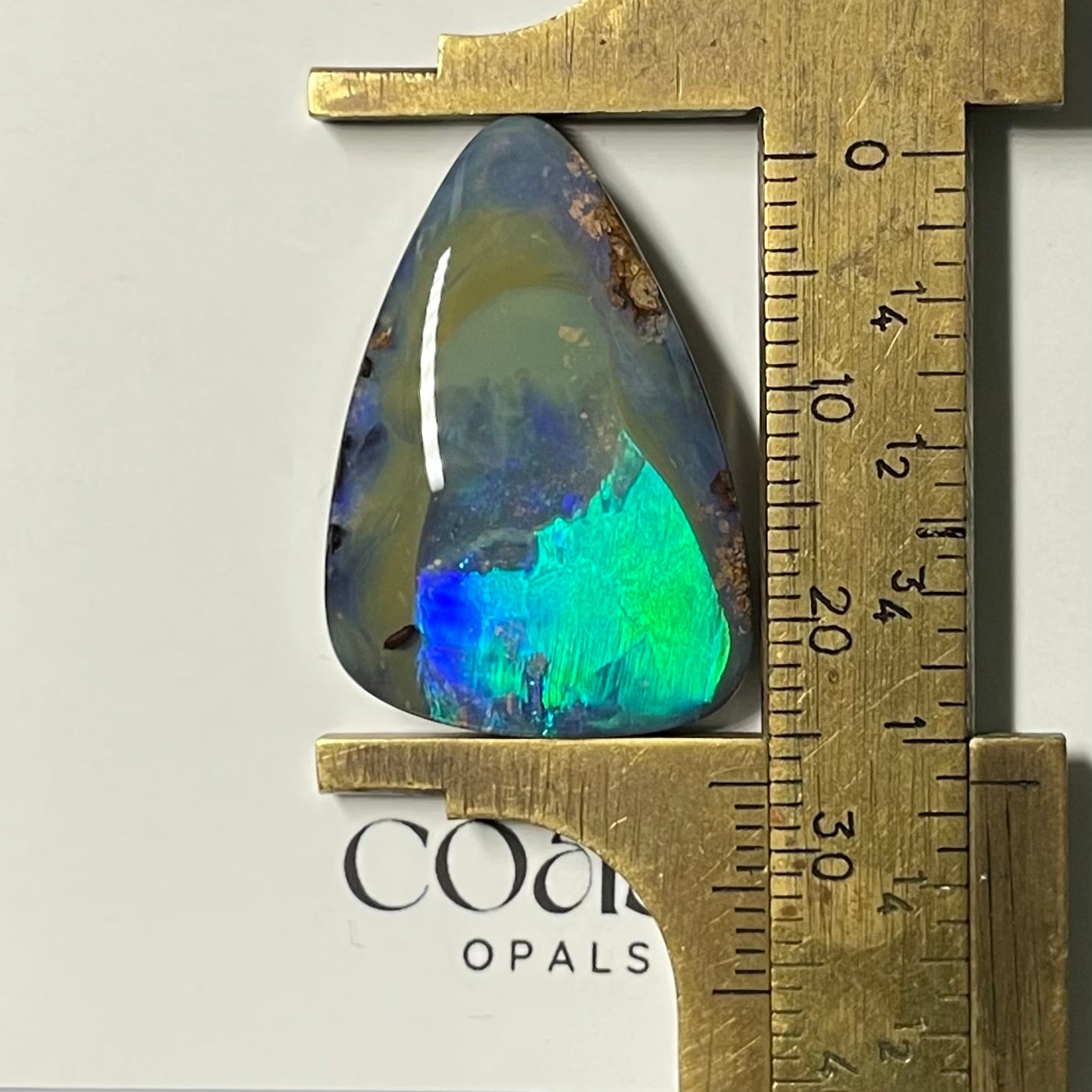 Freeform - drop, Large blue-green boulder opal 27.4ct
