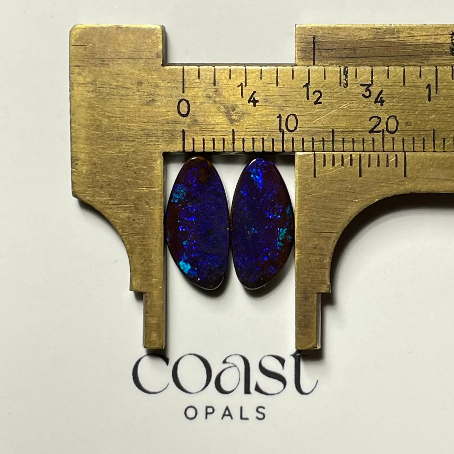 Pair - Deep blue solid boulder opal pair