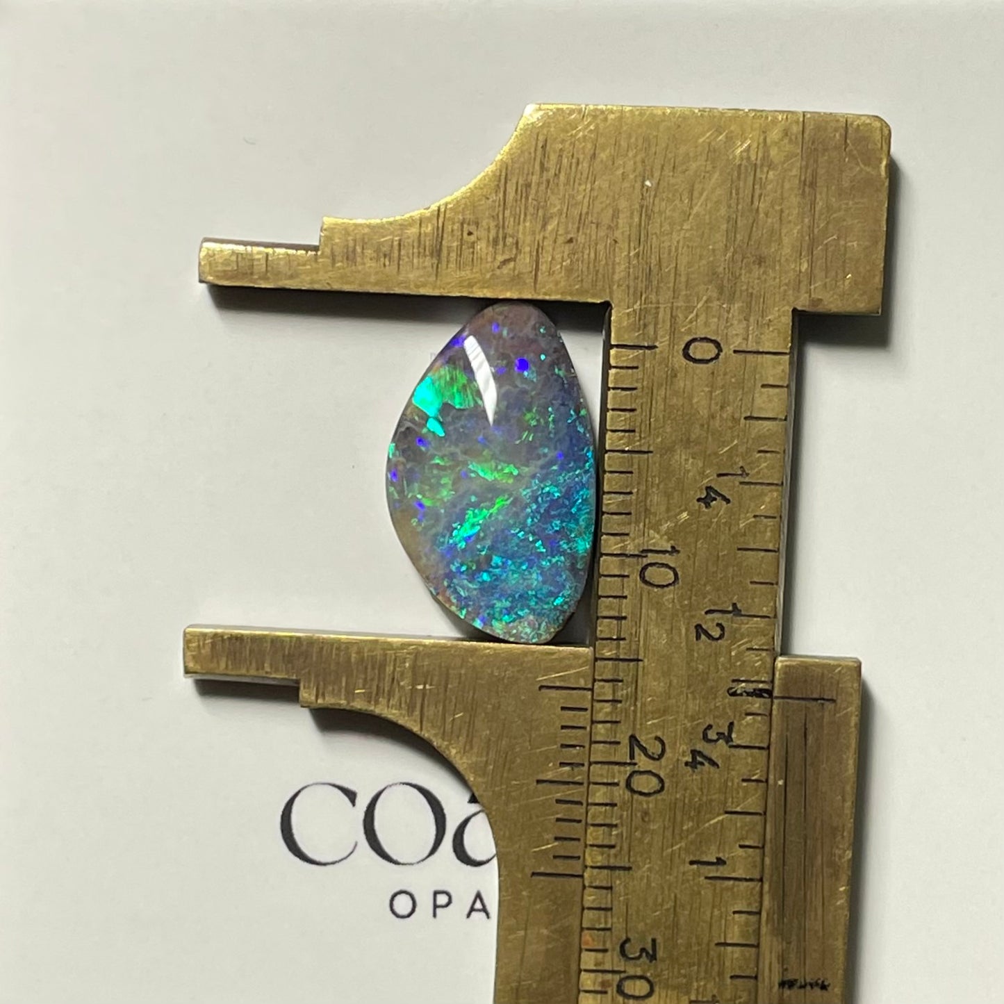 Freeform - triangle Green-blue boulder opal 6.5ct