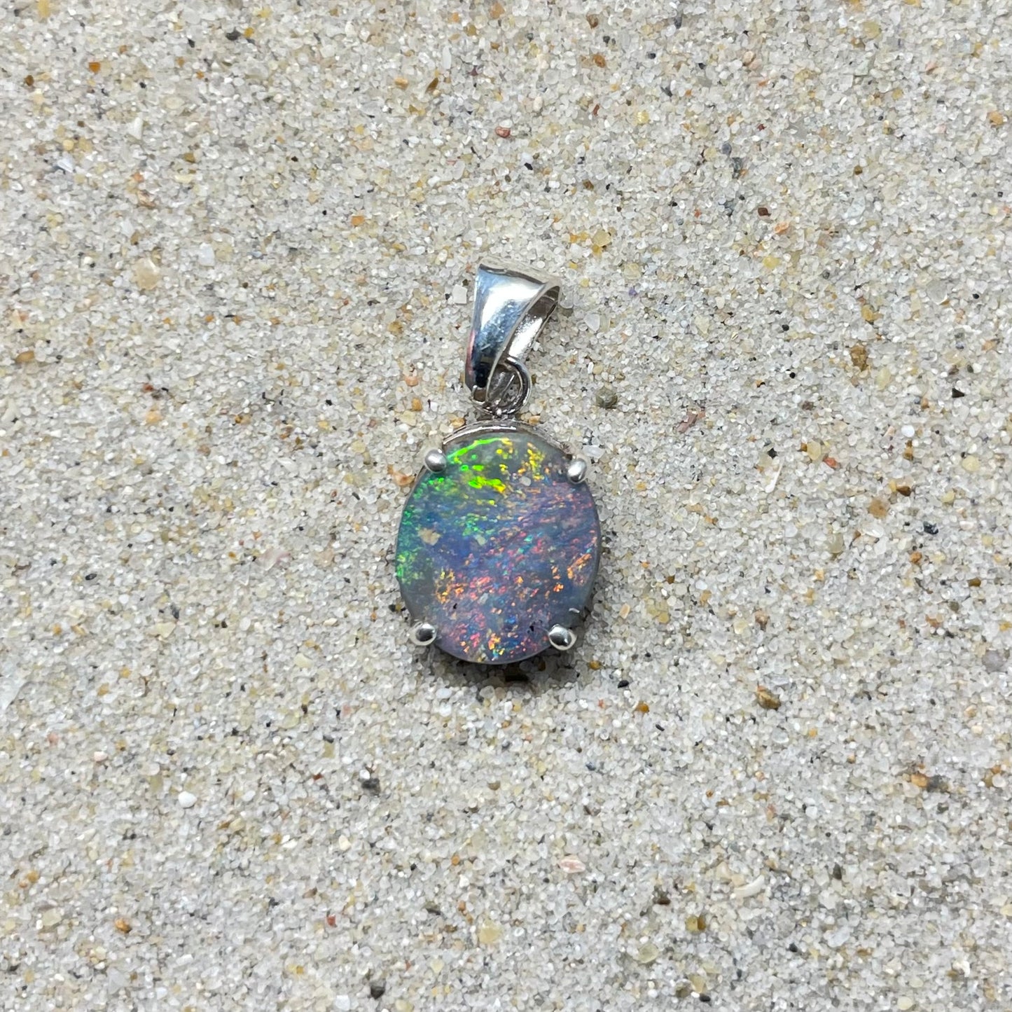 Multi-colour boulder opal pendant
