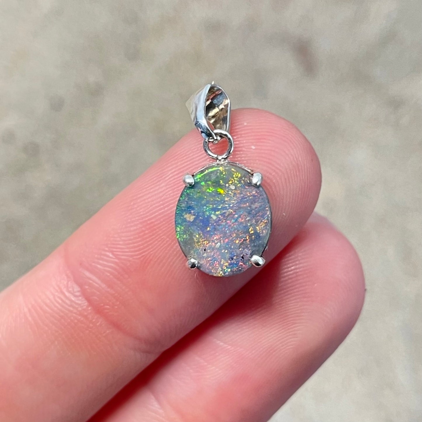 Multi-colour boulder opal pendant