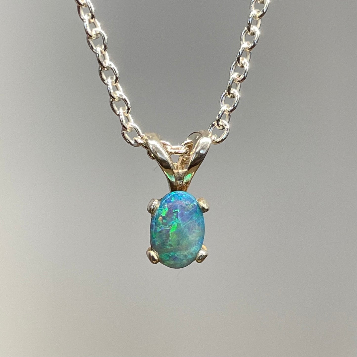 Blue-green sterling silver pendant
