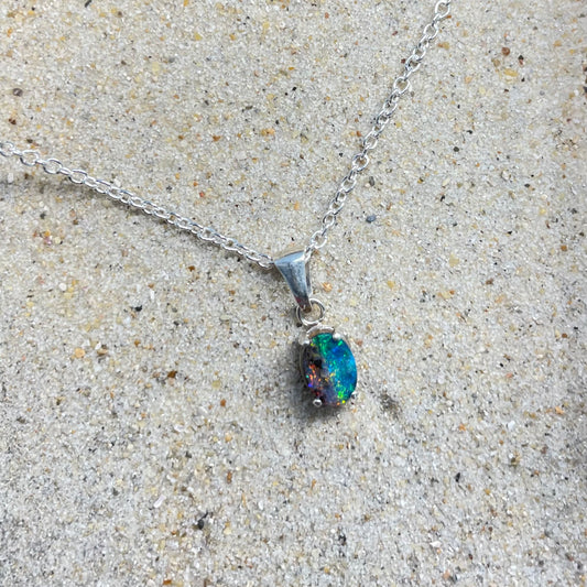 Multi-colour sterling silver pendant