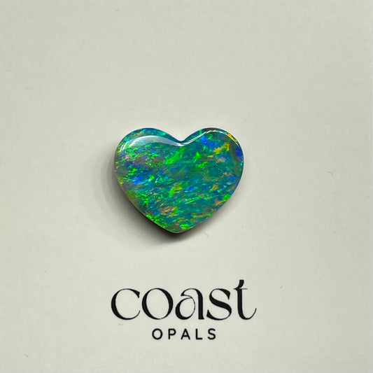 Electric aqua boulder opal heart 8.0ct
