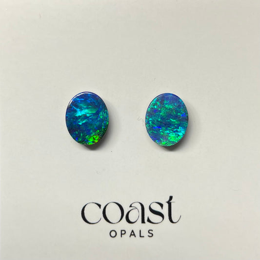 Electric blue-green boulder opal pair 4.62ct