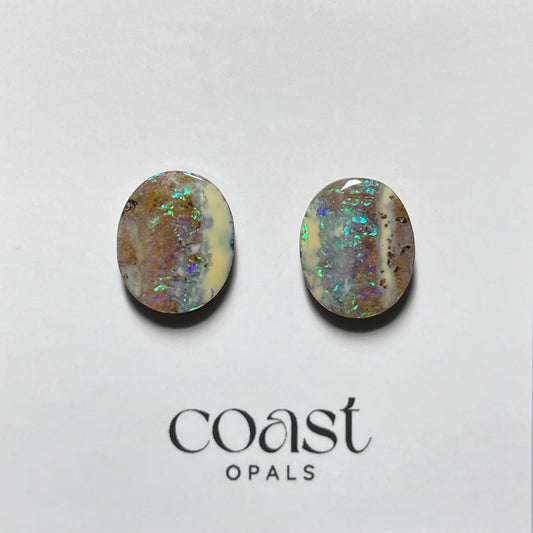 Pair - Green boulder opal pair 7.7ct