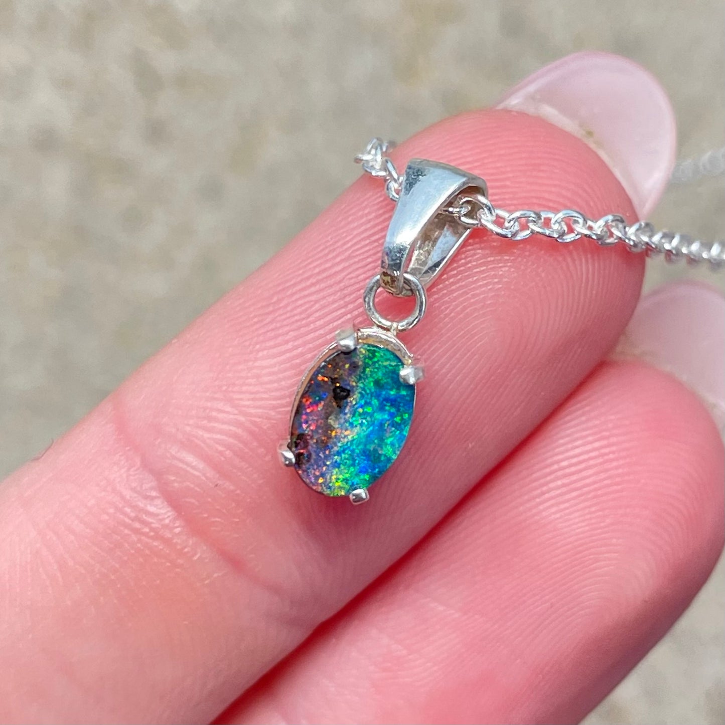 Multi-colour sterling silver pendant
