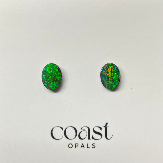 Vibrant green boulder opal pair 2.46ct