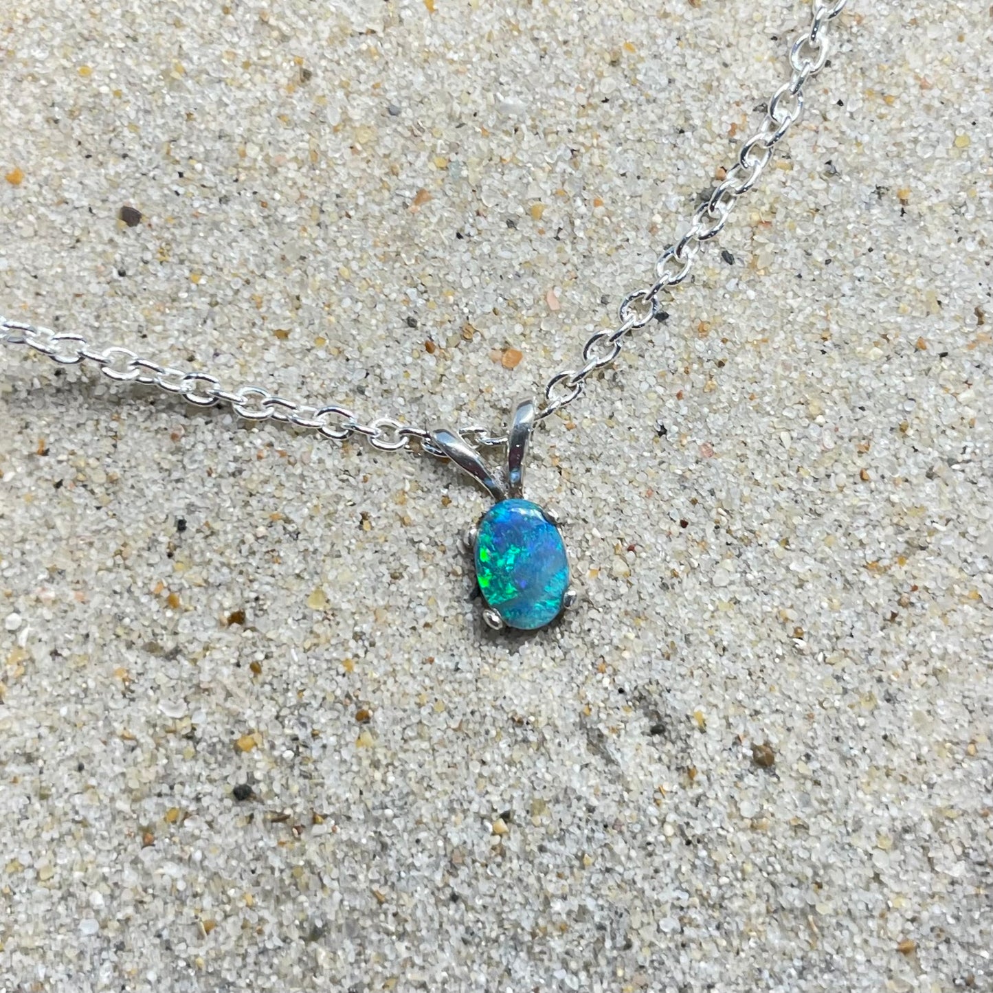 Blue-green sterling silver pendant