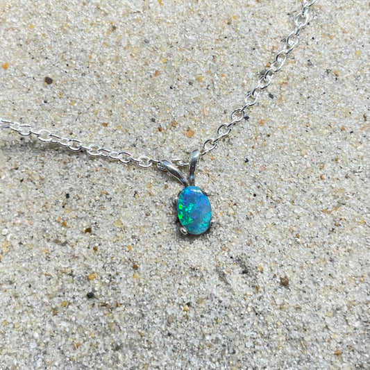 Blue-green sterling silver pendant