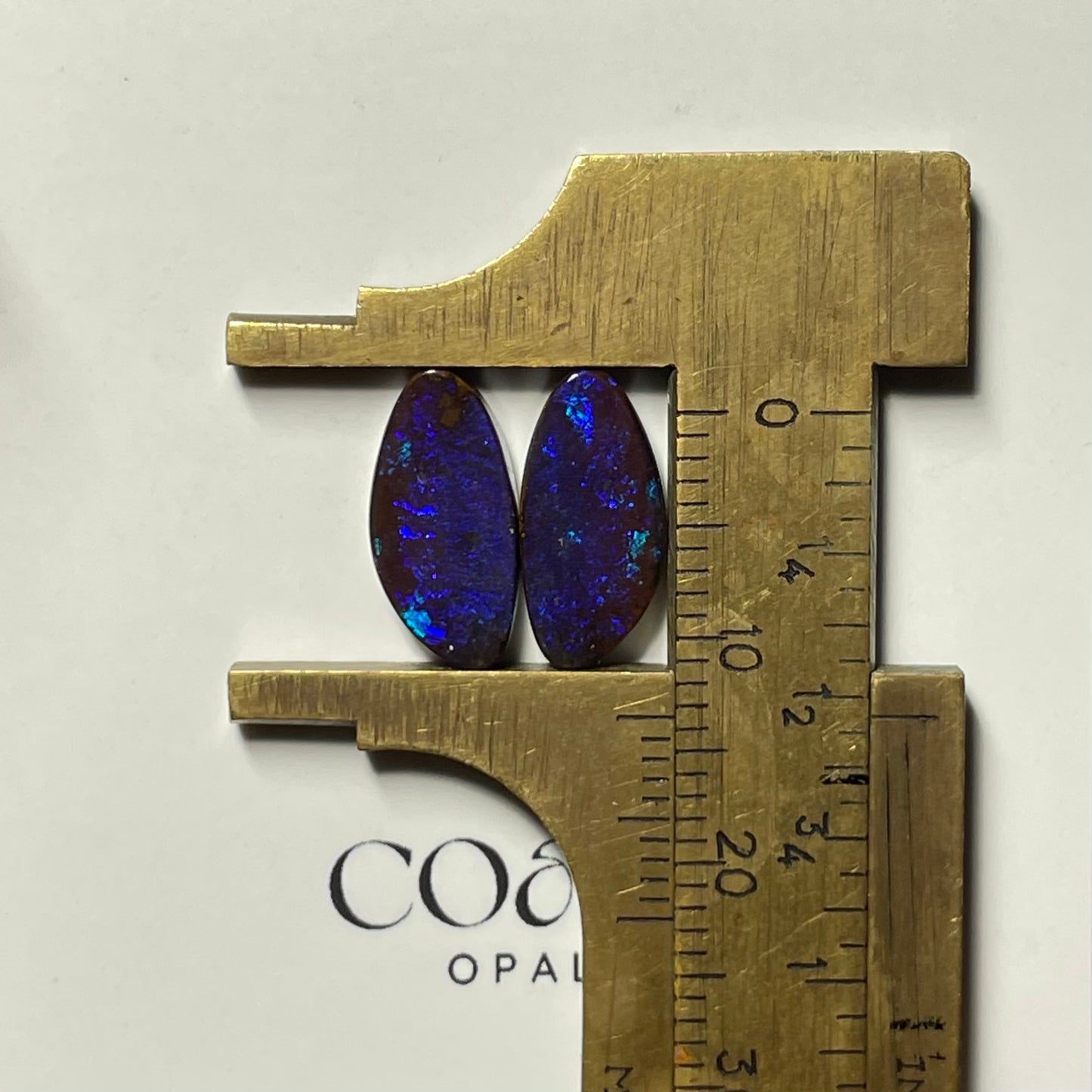 Pair - Deep blue solid boulder opal pair